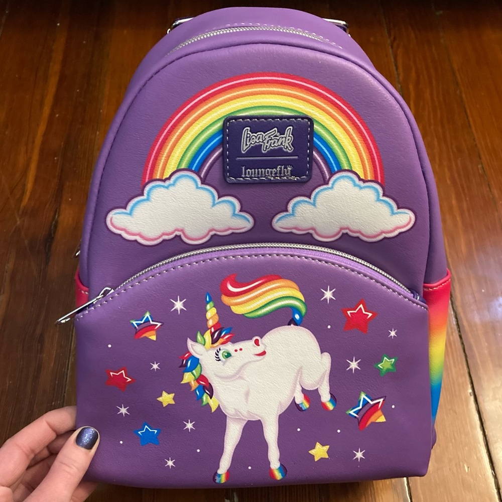 🦄 NWT Loungefly Lisa Frank Rainbow Unicorn Mini Backpack